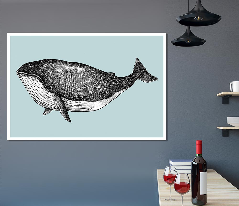 Big Fat Whale Print Poster Wall Art