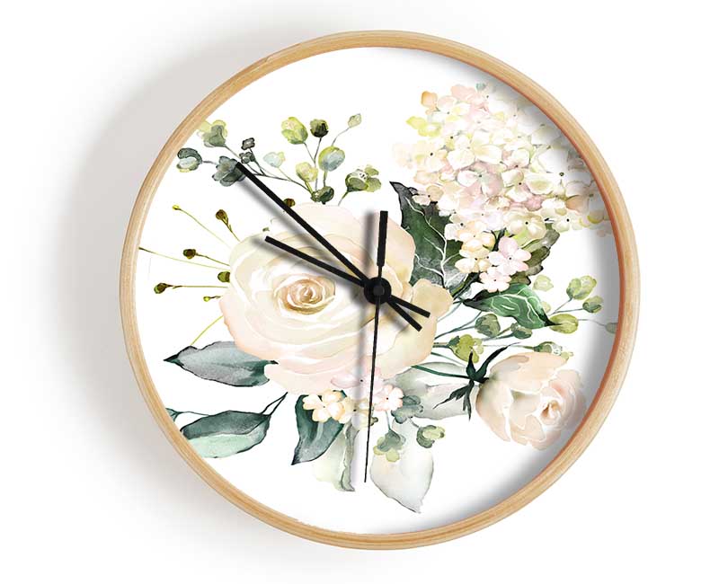 Light Pink Roses Display Clock - Wallart-Direct UK