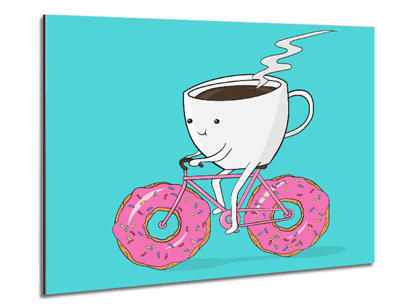 Coffee Riding A Donut Bicycle