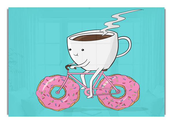 Coffee Riding A Donut Bicycle