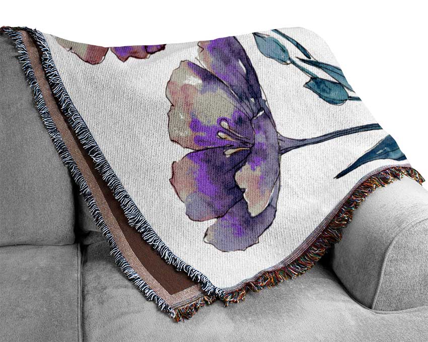 Purple Crocus Flowers Woven Blanket