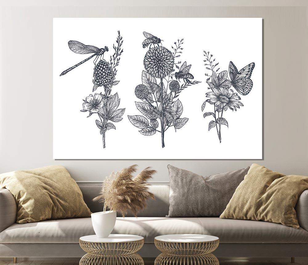 Britains Dragonfly And Plants Print Poster Wall Art