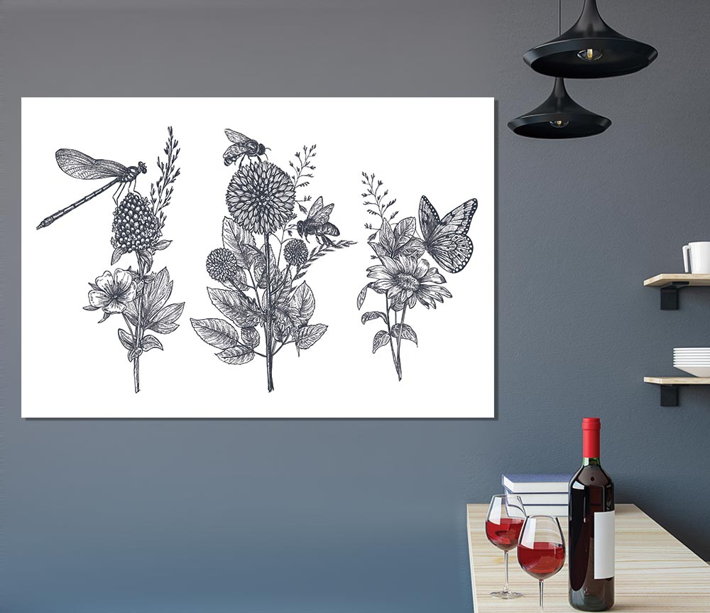 Britains Dragonfly And Plants Print Poster Wall Art