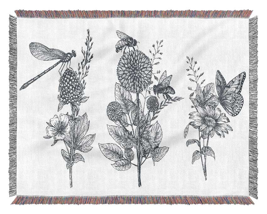 Britain'S Dragonfly And Plants Woven Blanket