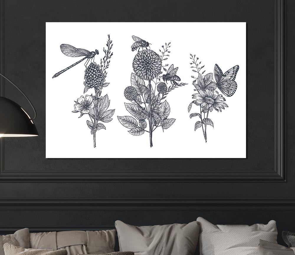 Britains Dragonfly And Plants Print Poster Wall Art