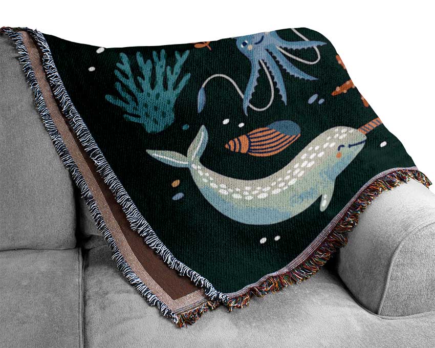 Creatures Of The Sea Childrens Woven Blanket