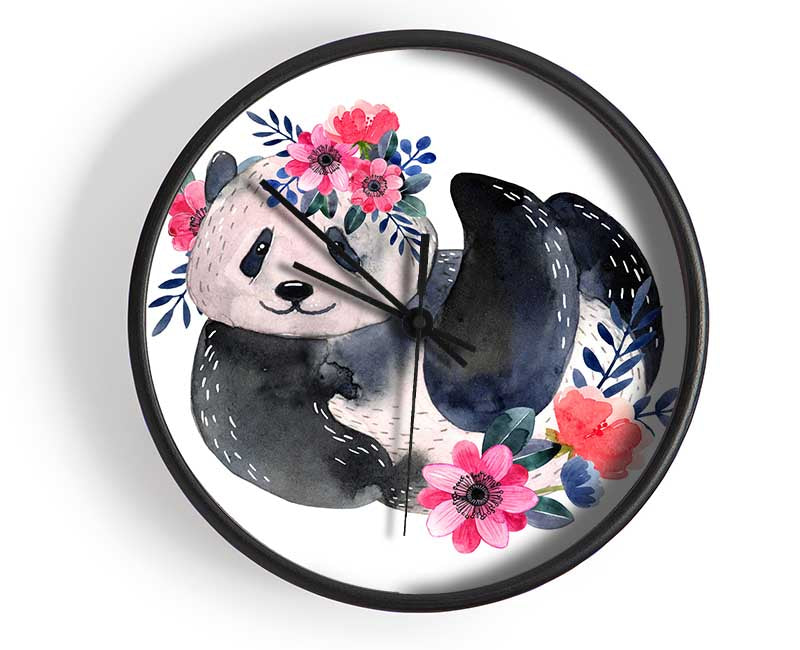 Cute Floral Panda Clock - Wallart-Direct UK