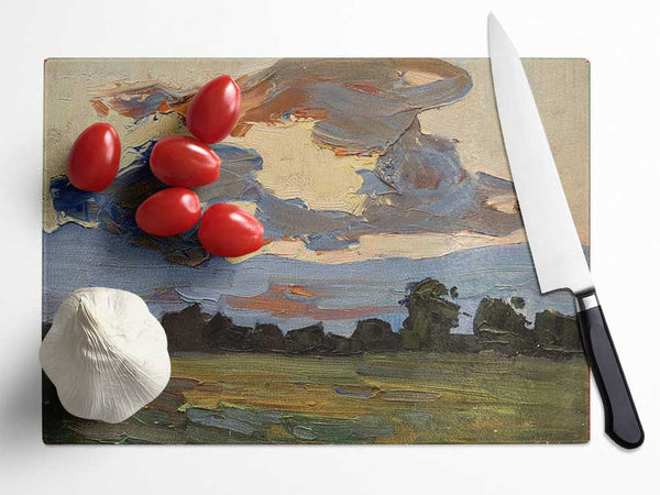 Abstract Countryside Glass Chopping Board