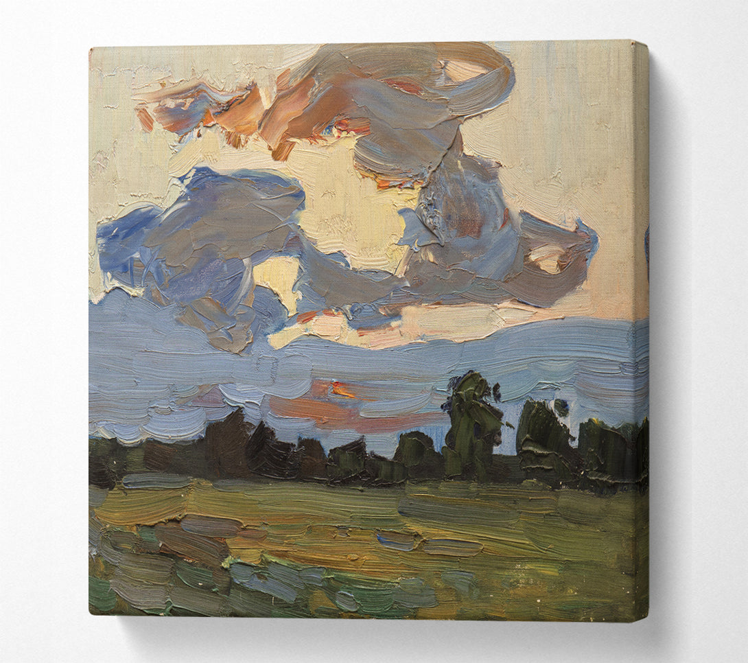 A Square Canvas Print Showing Abstract Countryside Square Wall Art