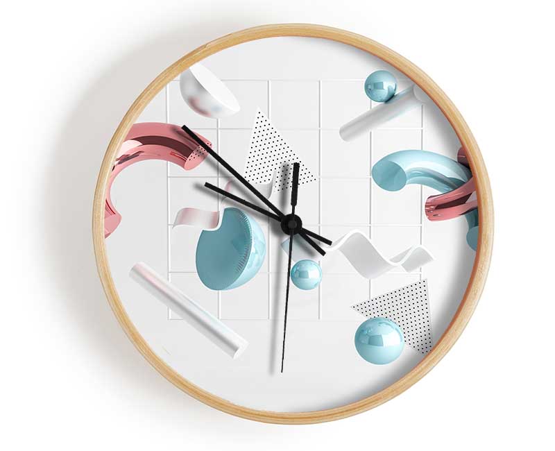 Three Dimensional Shapes Clock - Wallart-Direct UK