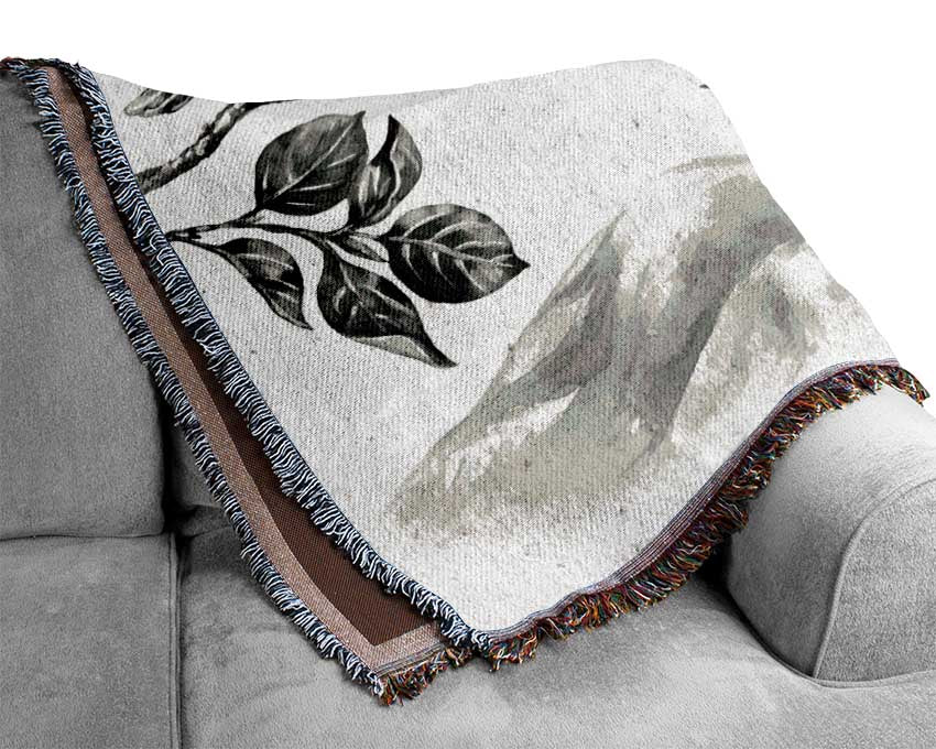 Branches Over The Japanese Sunet Woven Blanket