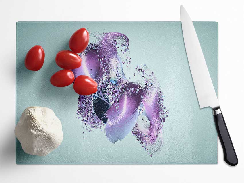 Lilac Petal Abstract Glass Chopping Board