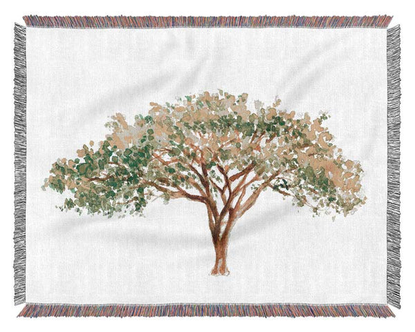 Green Tree In The Savannah Woven Blanket