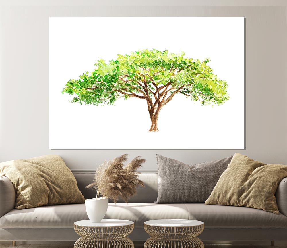 Green Tree In The Savannah Print Poster Wall Art