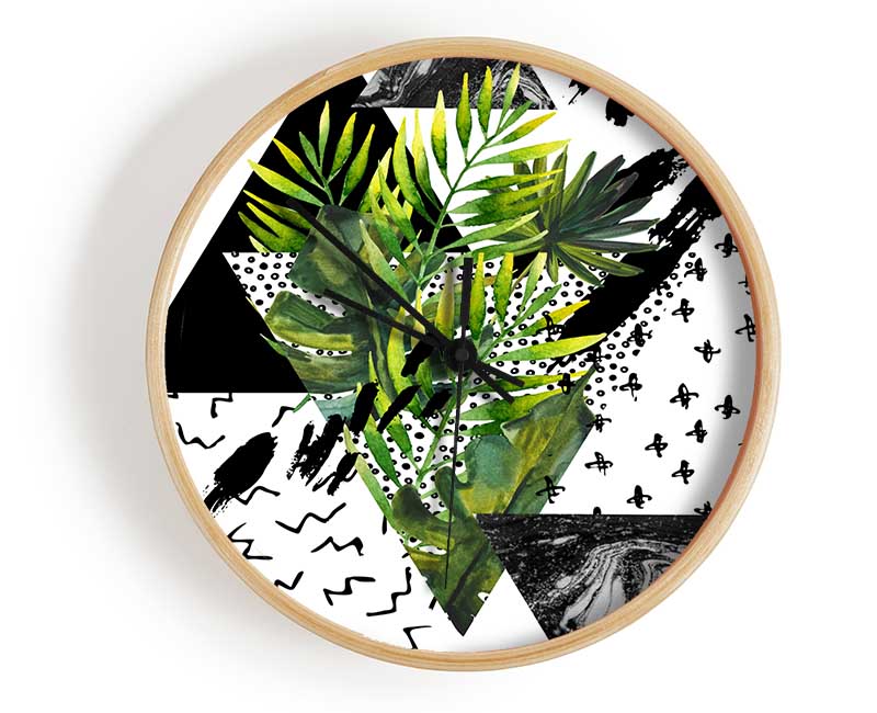 Black Triangle Modern Branch Clock - Wallart-Direct UK