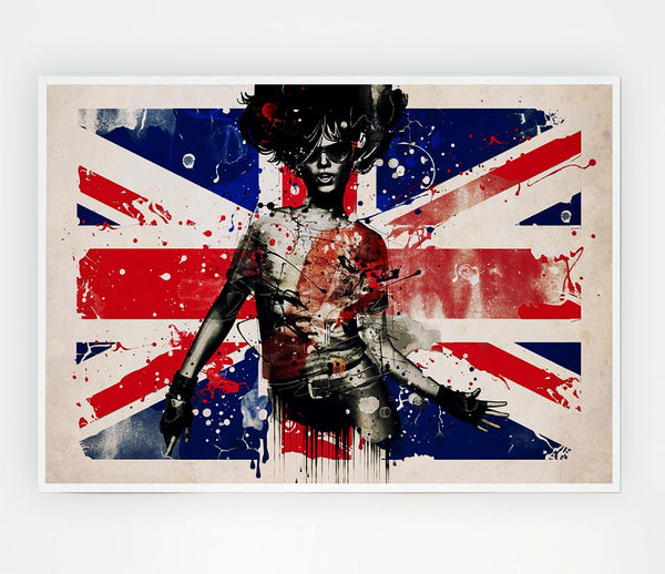 Union Jack Woman Print Poster Wall Art