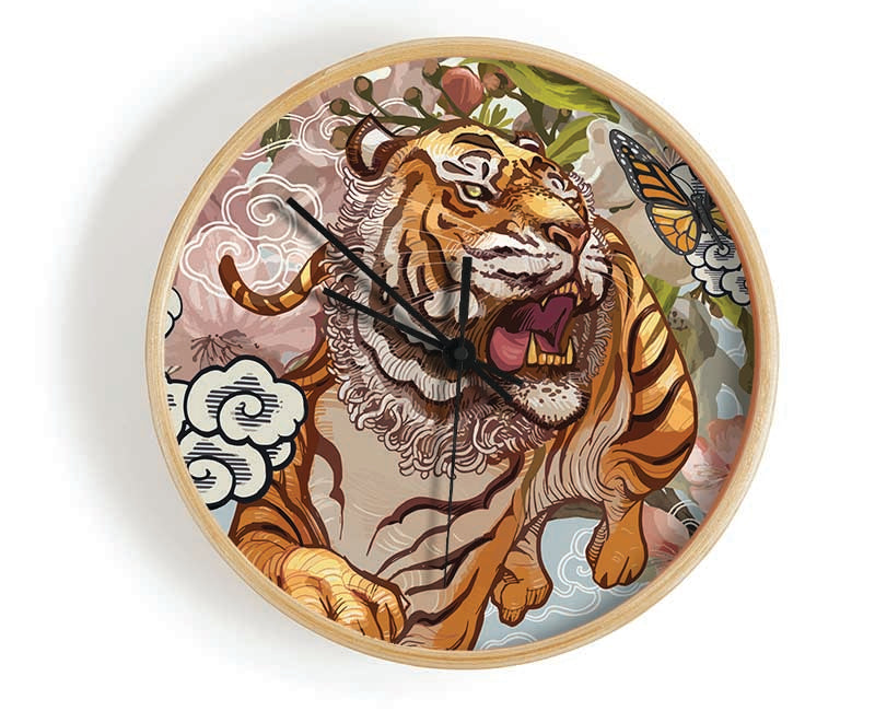 The Tiger Floral Clock - Wallart-Direct UK