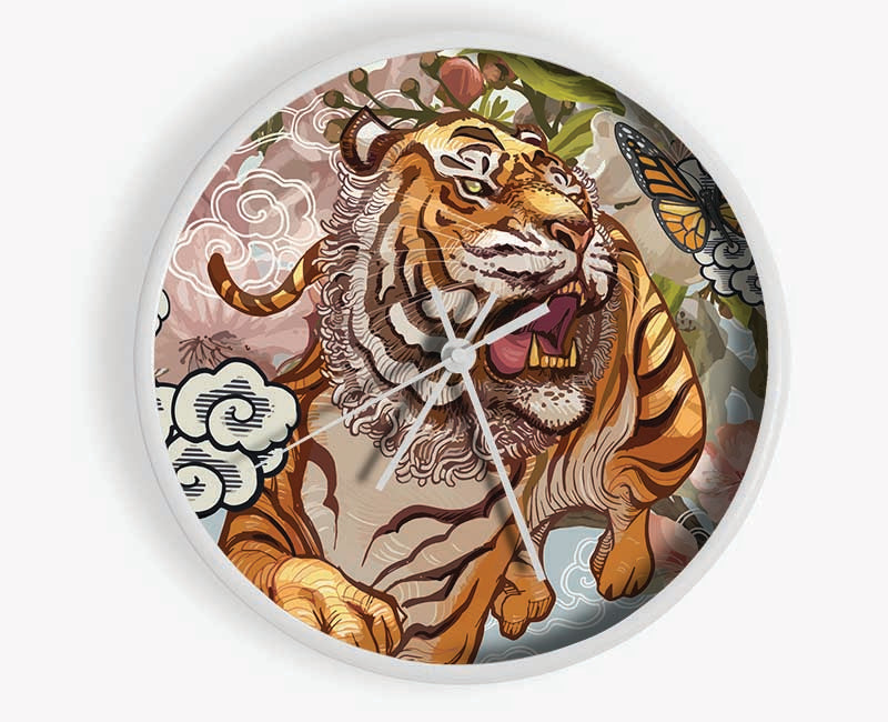 The Tiger Floral Clock - Wallart-Direct UK