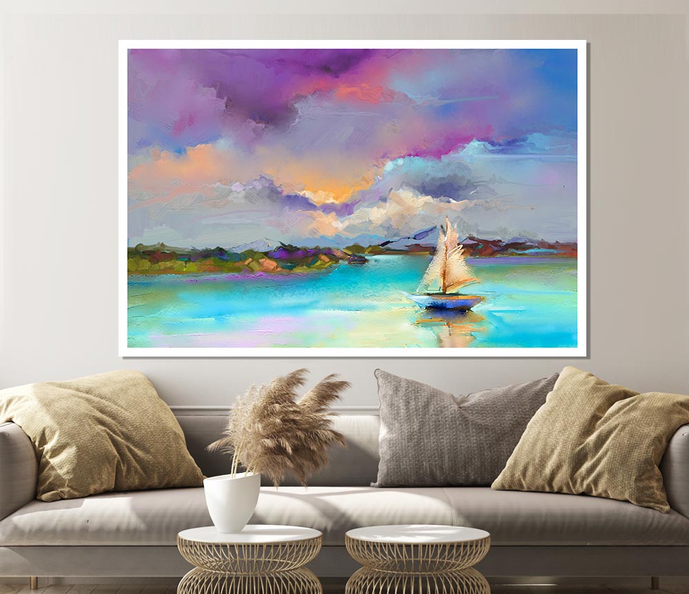 Turquoise Boating Lake Print Poster Wall Art