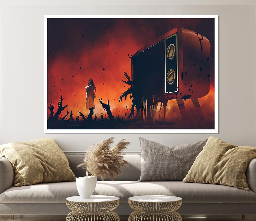 The Walking Tv Horror Print Poster Wall Art