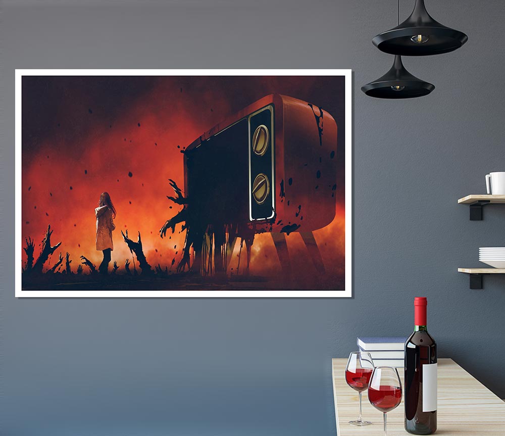 The Walking Tv Horror Print Poster Wall Art