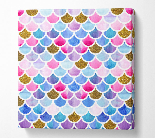 A Square Canvas Print Showing Mermaid Scales Square Wall Art