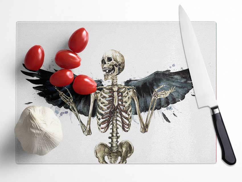 Skeleton Angel Wings Glass Chopping Board