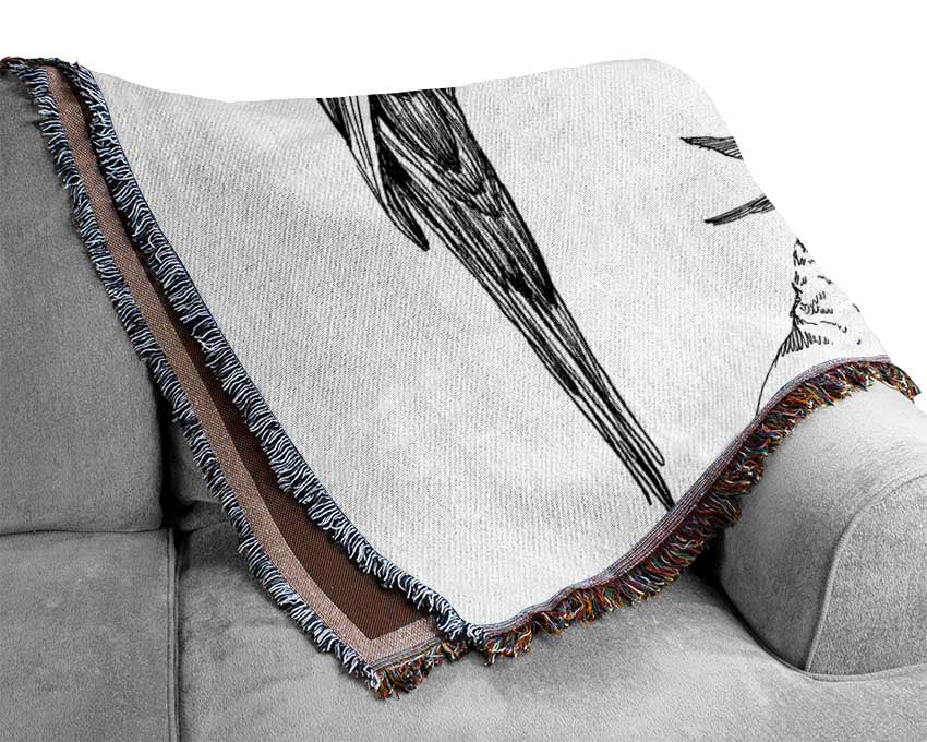 Parrots In Flight Illustration Woven Blanket