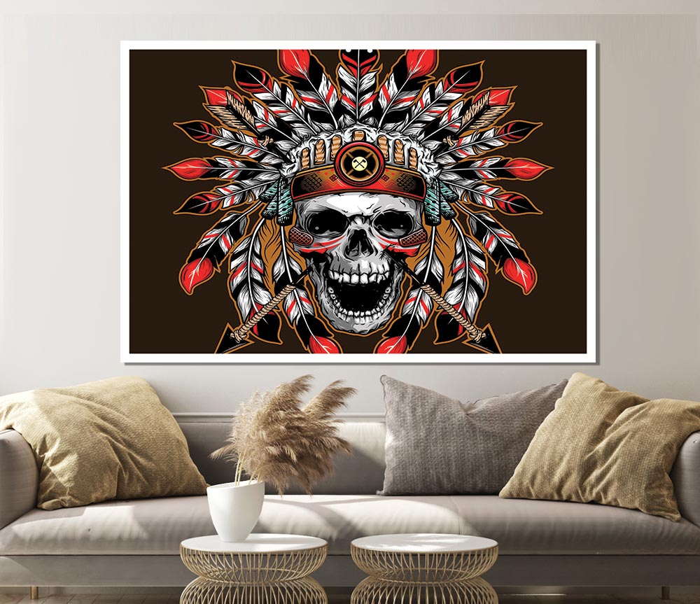 The Skeleton Native Indian Print Poster Wall Art