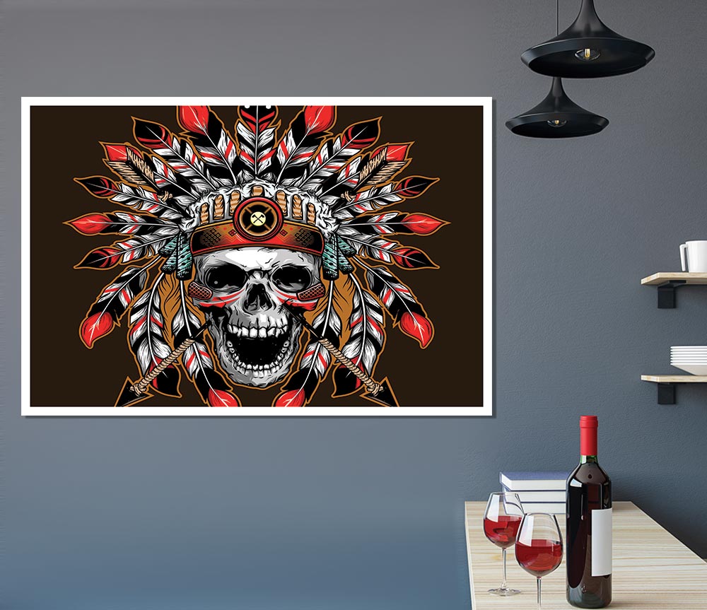 The Skeleton Native Indian Print Poster Wall Art