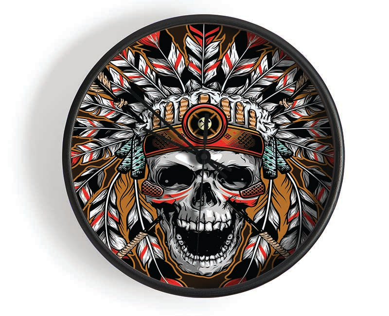 The Skeleton Native Indian Clock - Wallart-Direct UK