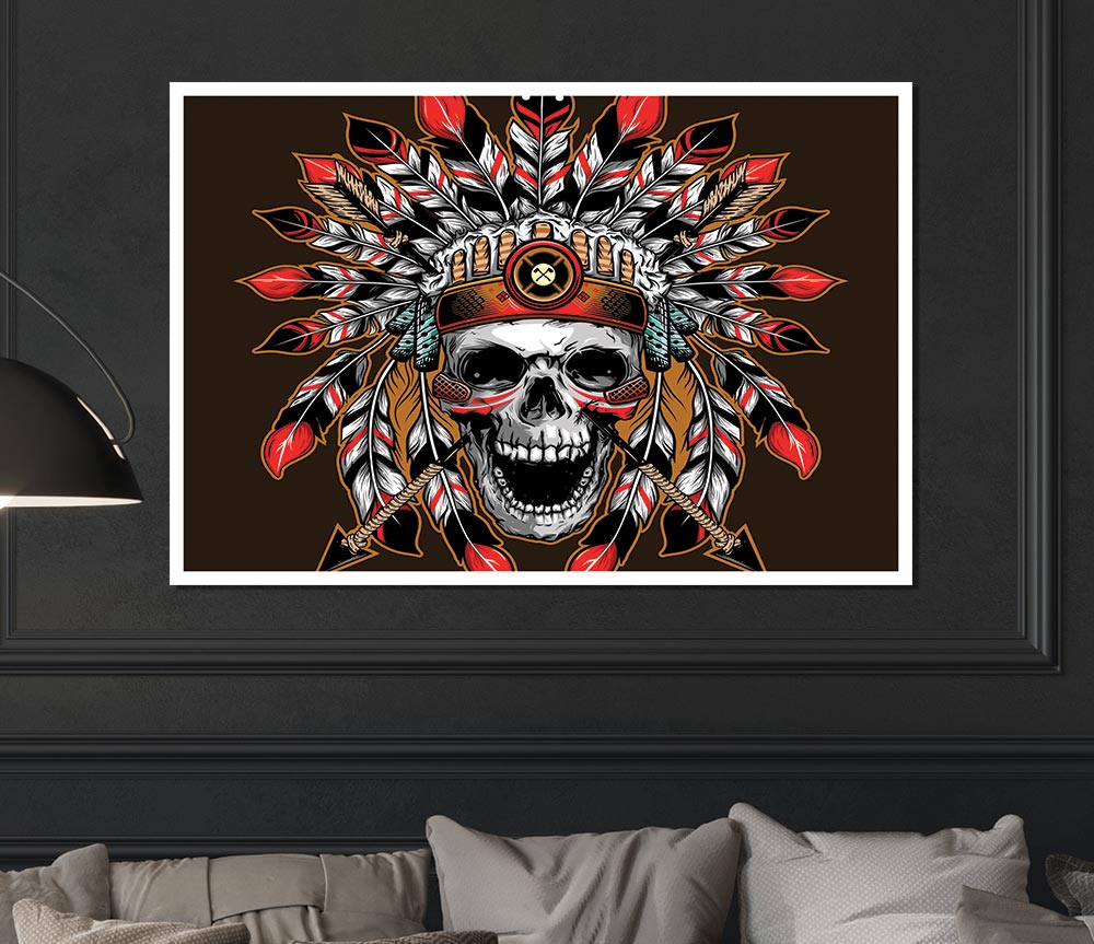 The Skeleton Native Indian Print Poster Wall Art