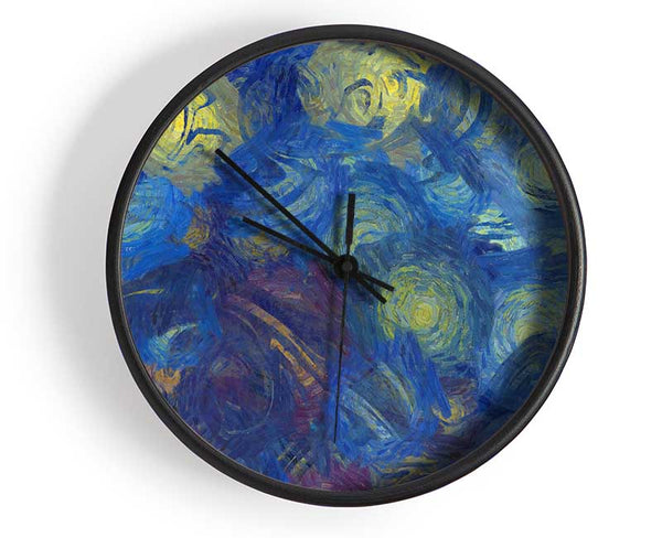 Bright Lights In Blue Clock - Wallart-Direct UK