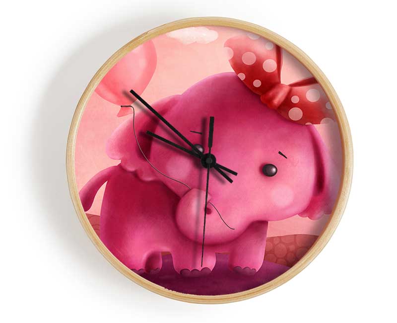 The Pink Elephant Balloon Clock - Wallart-Direct UK