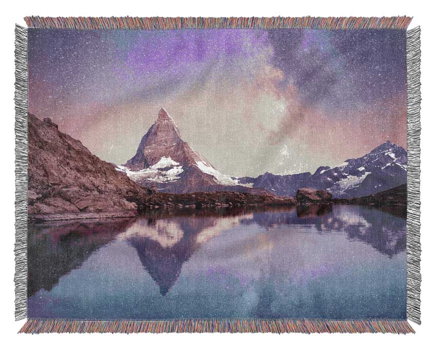 Mountains On The River Reflections Star Woven Blanket