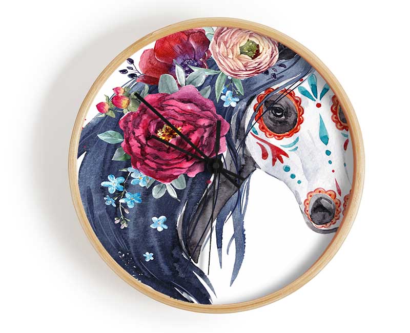 Day Of The Dead Horse Clock - Wallart-Direct UK