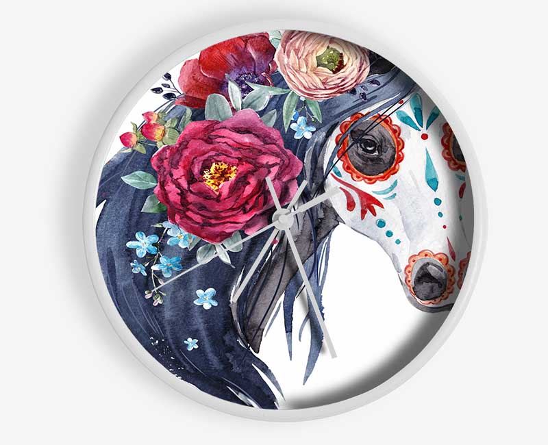 Day Of The Dead Horse Clock - Wallart-Direct UK