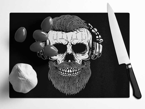 Dj Headphones Skull Beard Glass Chopping Board