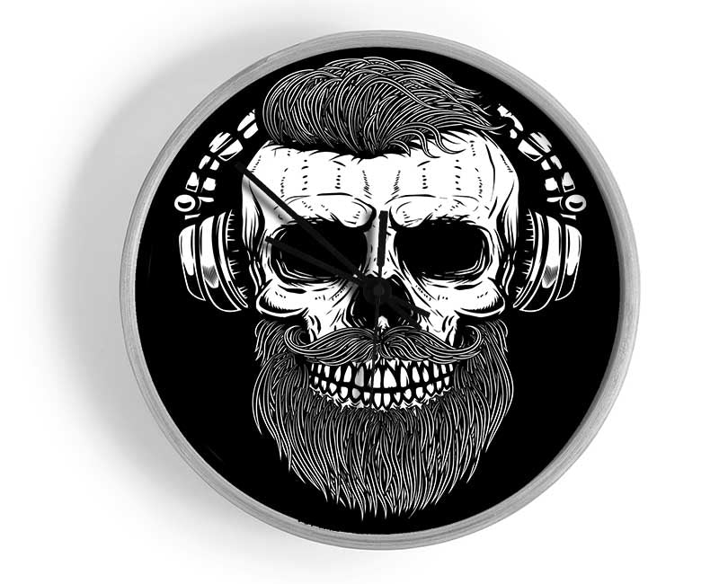 Dj Headphones Skull Beard Clock - Wallart-Direct UK