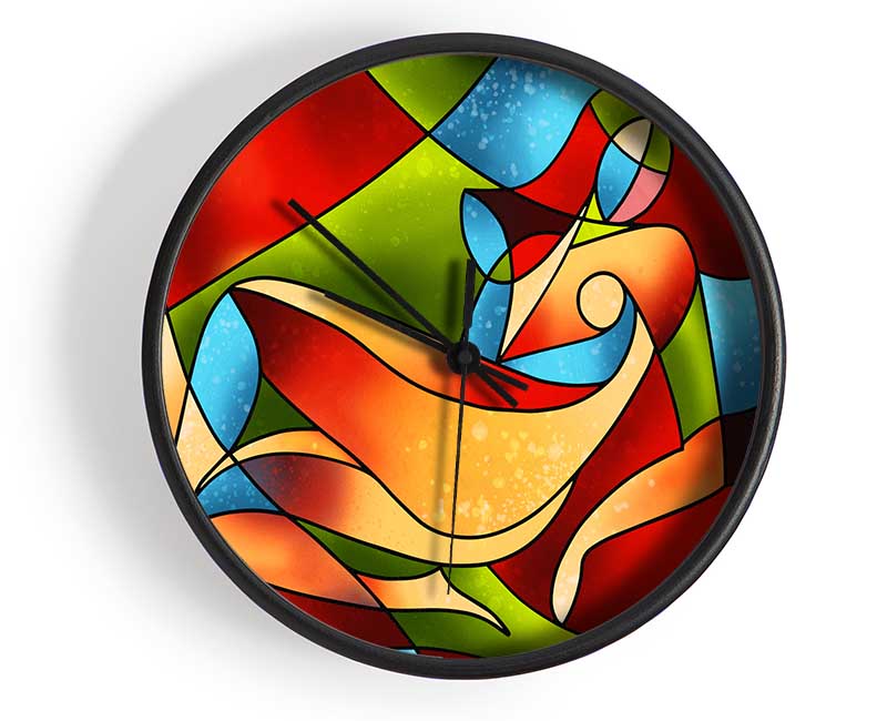 Stained Glass Abstract Clock - Wallart-Direct UK