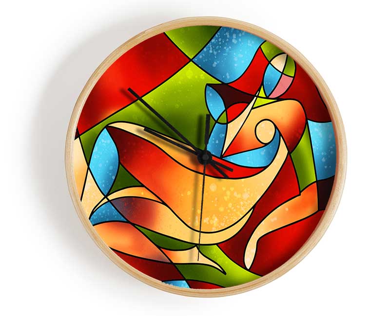 Stained Glass Abstract Clock - Wallart-Direct UK