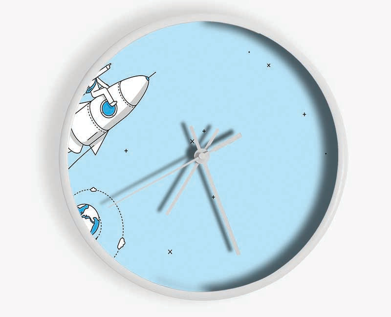 Rocket Ship To The Moon Space Clock - Wallart-Direct UK