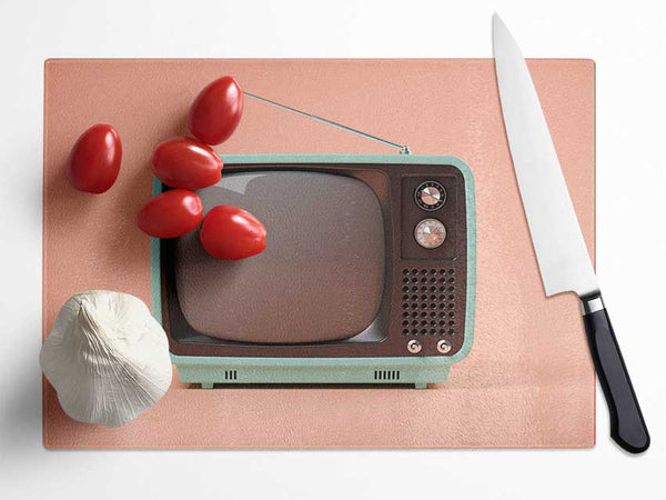 The Retro Tv Set Glass Chopping Board