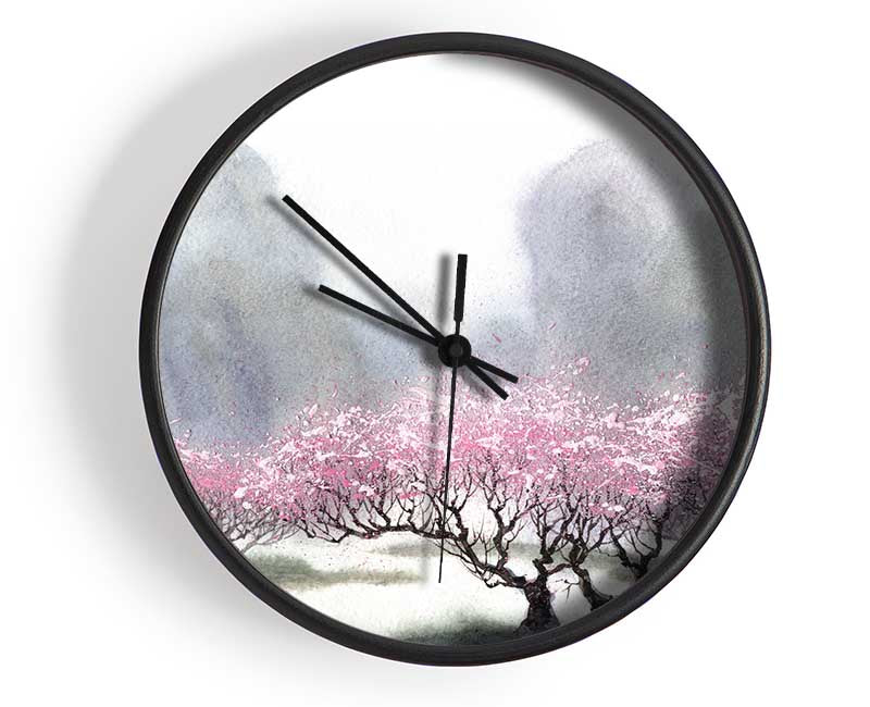 Pink Blossom Dusk Clock - Wallart-Direct UK