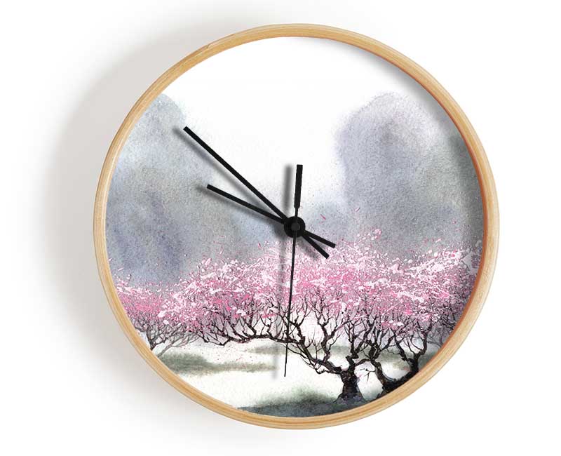 Pink Blossom Dusk Clock - Wallart-Direct UK