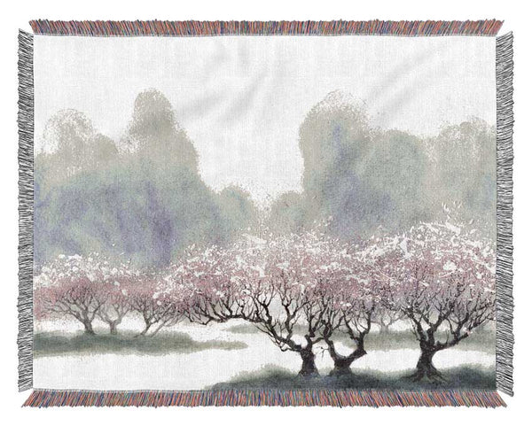 Pink Blossom Dusk Woven Blanket