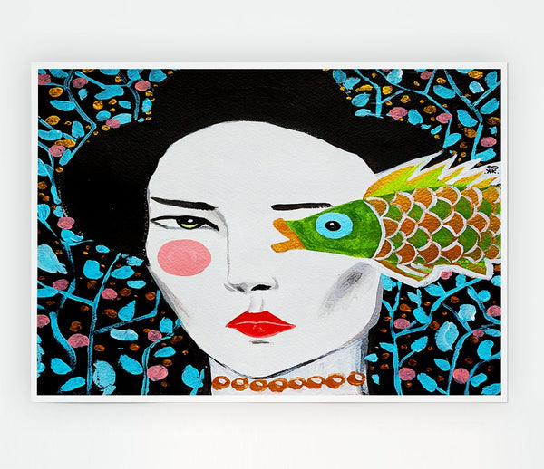 Geisha Fish Print Poster Wall Art