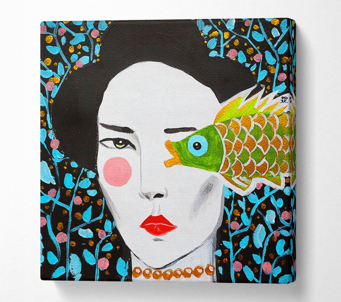 A Square Canvas Print Showing Geisha Fish Square Wall Art