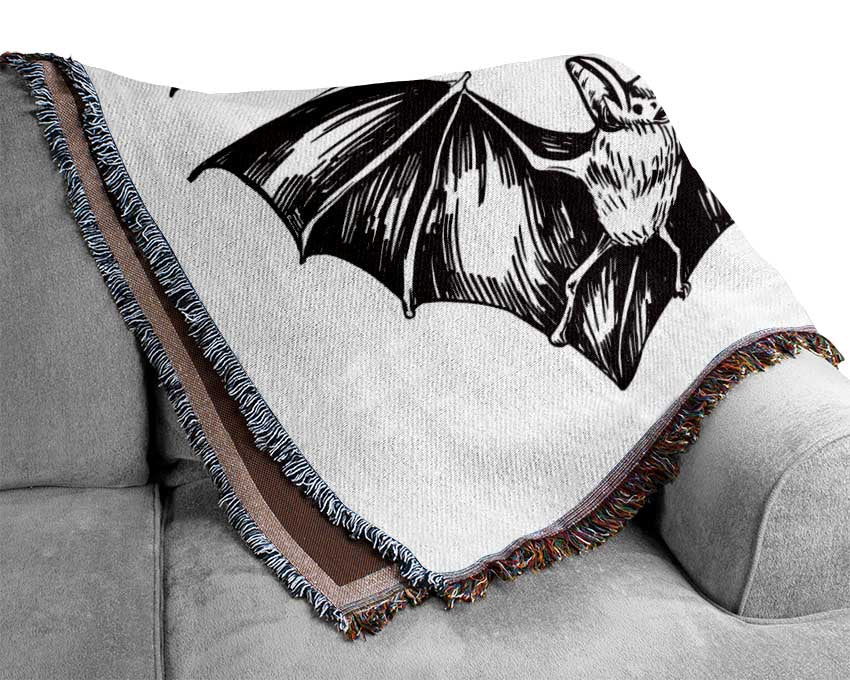 The Trio Of Bat Illustrations Woven Blanket