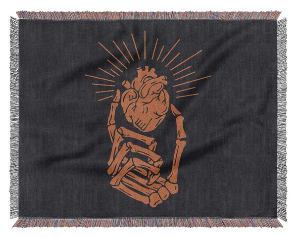 Skeleton Hand On Heart Woven Blanket